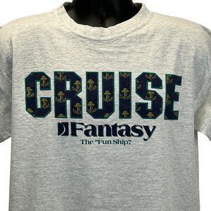 Vintage 90s Carnival Cruise Line Fantasy T Shirt The Fun Ship Gray Mens L Large